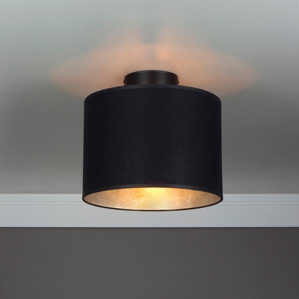 Lampada da soffitto nera con dettaglio argento MIKA, ⌀ 25 cm Mika - Sotto Luce-image-1