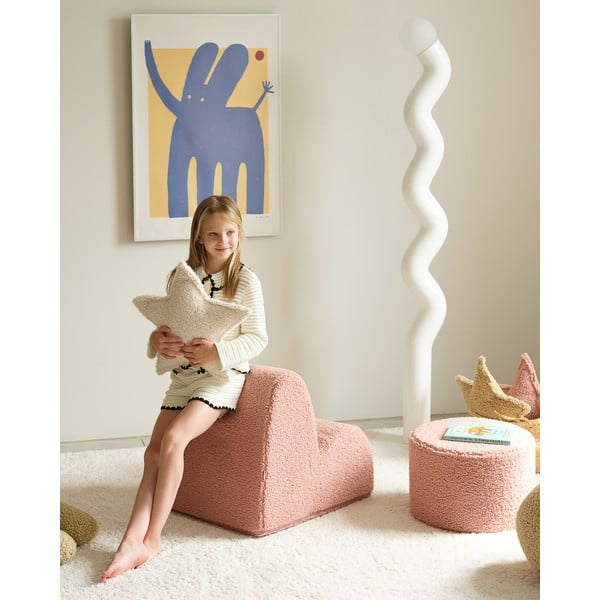 Pouf per bambini rosa con rivestimento in bouclé – Wigiwama-image-4