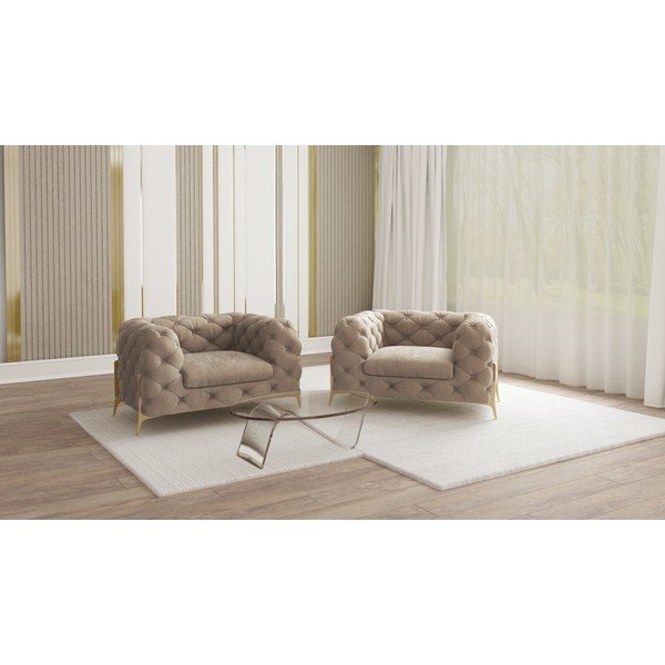 Poltrona greige con rivestimento in velluto Chelsea Bis – Ropez-image-1