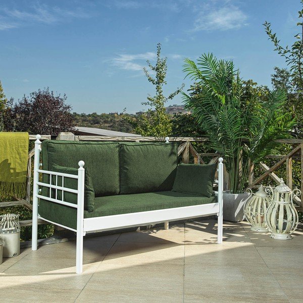 Divano da giardino in metallo verde Manyas - Floriane Garden-image-1