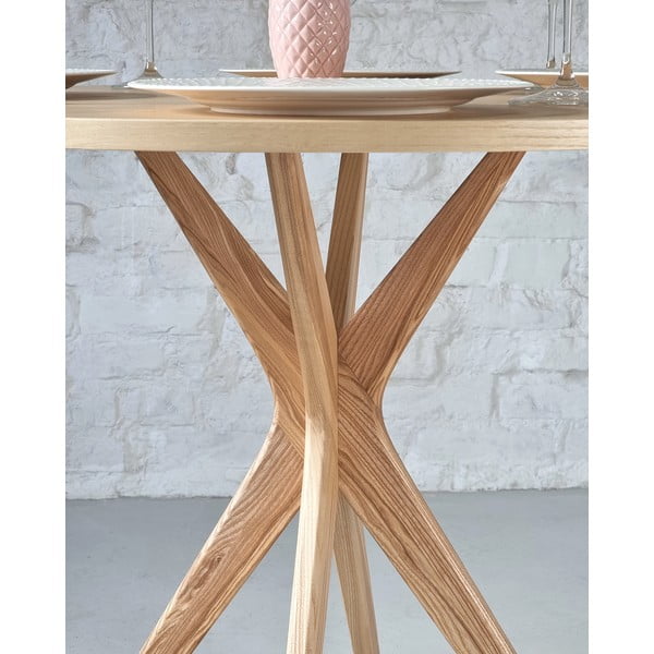 Tavolo da pranzo rotondo con piano effetto frassino ø 80 cm Jubi – Ragaba-image-3