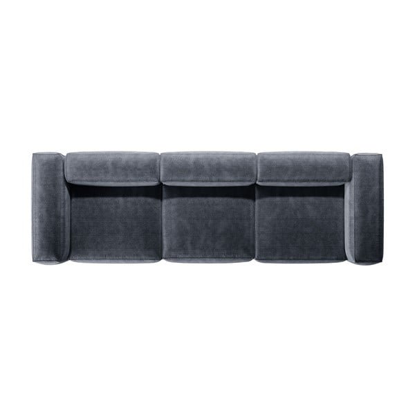 Divano blu polveroso con rivestimento in velluto a coste 364 cm Bergamo – Cosmopolitan Design-image-3