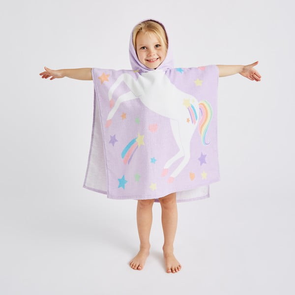 Poncho per neonato in cotone viola Unicorn - Catherine Lansfield-image-1