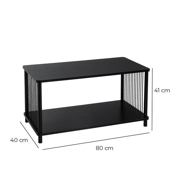 Tavolino da salotto nero 40x80 cm Manila – Casa Selección-image-2