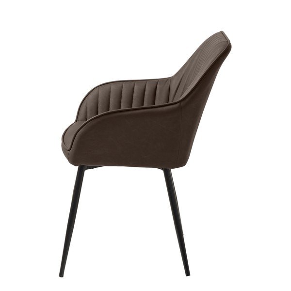 Sedia da pranzo marrone scuro in imbottito con braccioli Melfort – Unique Furniture-image-2