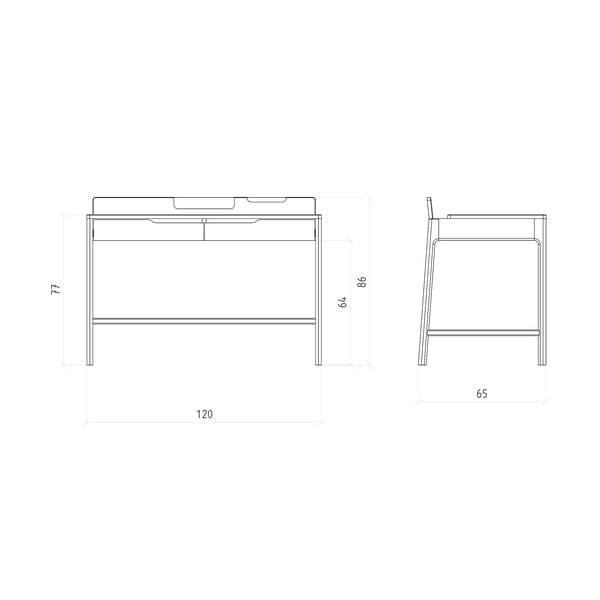 Tavolo da lavoro in rovere 65x120 cm Twig - The Beds-image-4