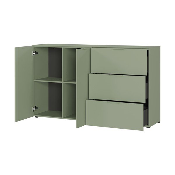 Cassettiera verde opaca 151x98x40 cm Savoca – Germania-image-4