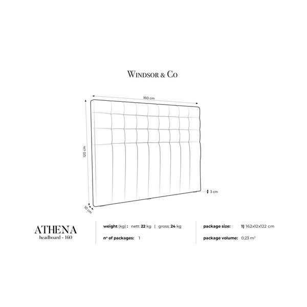 Testata blu scuro con rivestimento in velluto Windsor & Co Sofas Athena, 160 x 120 cm - Cosmopolitan Design-image-4
