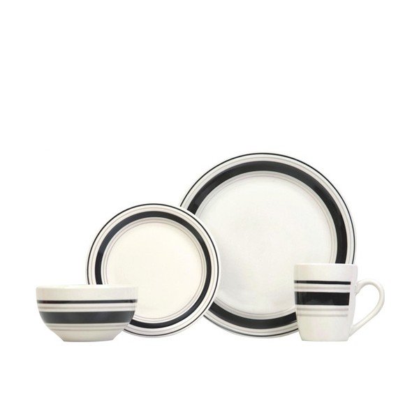 Porcelánový set Camden Black and Grey, 16 ks