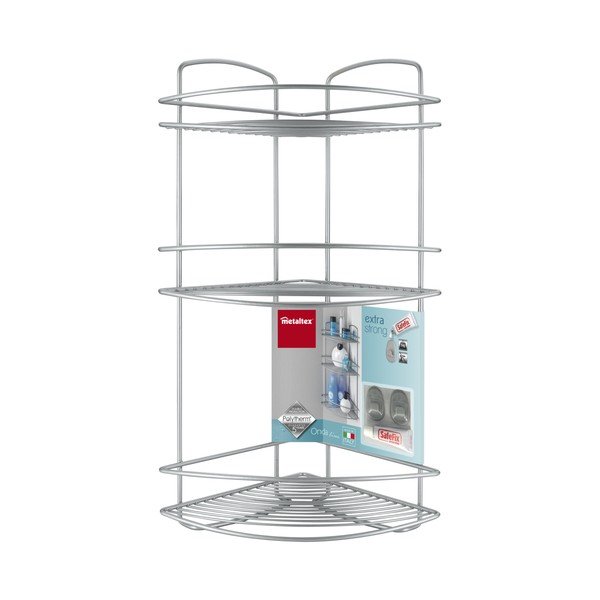 Mensola angolare a tre livelli per il bagno Angolo Onda - Metaltex-image-1