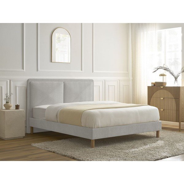 Letto matrimoniale imbottito grigio imbottito con rete inclusa 180x200 cm Mara – Bobochic Paris-image-1