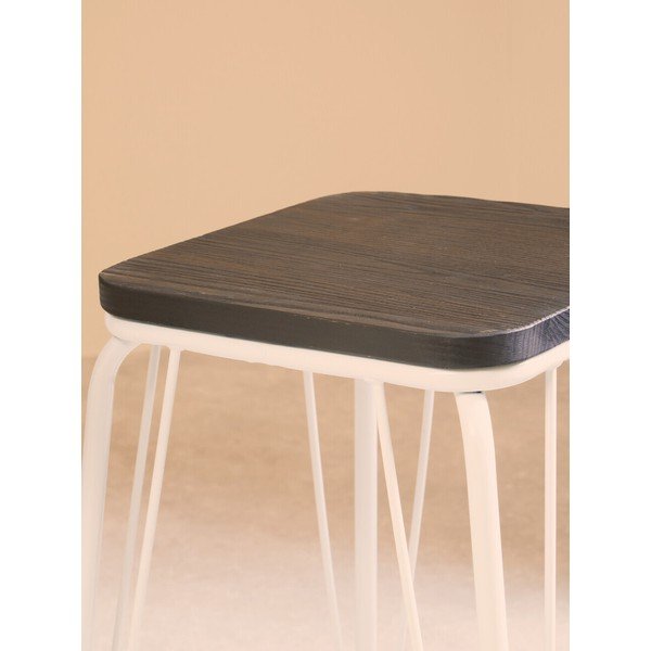 Sgabello bianco/colore naturale scuro in olmo massiccio District – Premier Housewares-image-4