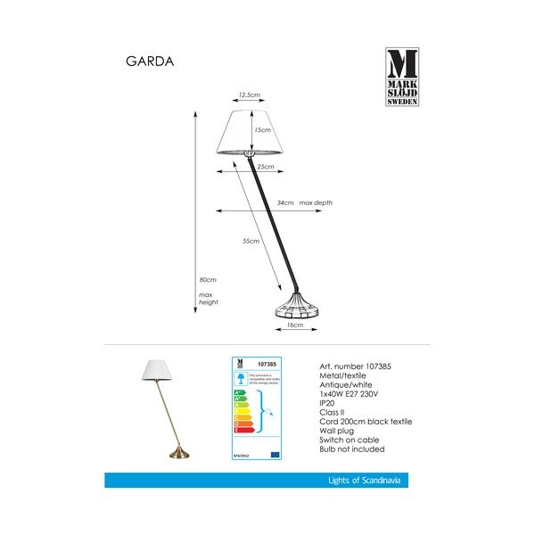 Lampada da tavolo in bianco-oro Garda - Markslöjd-image-1