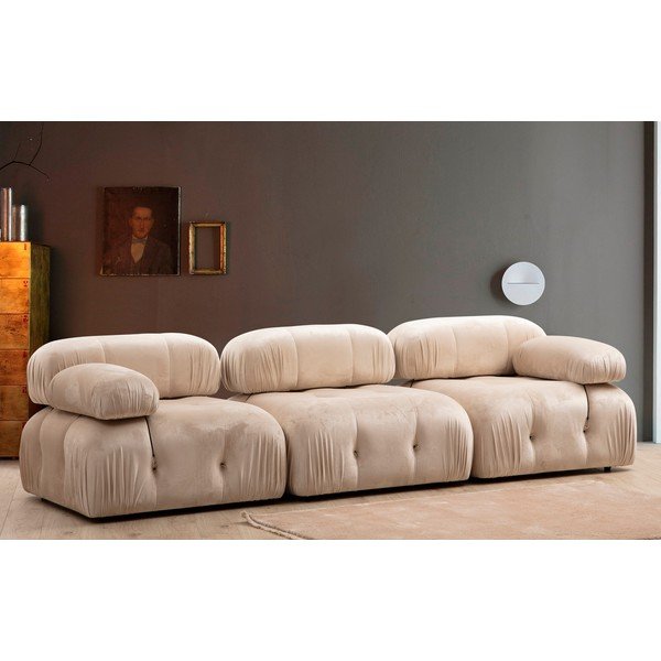 Divano in velluto beige 288 cm Bubble - Artie-image-1