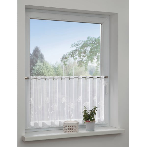 Tenda sottile bianca in voile 140x48 cm Dandelion – Sehlbach-image-1