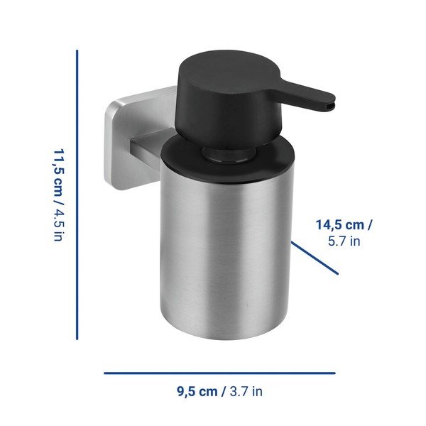 Dispenser per sapone senza foratura color argento opaco in acciaio inox con aggancio Turbo-loc Porto – Wenko-image-1