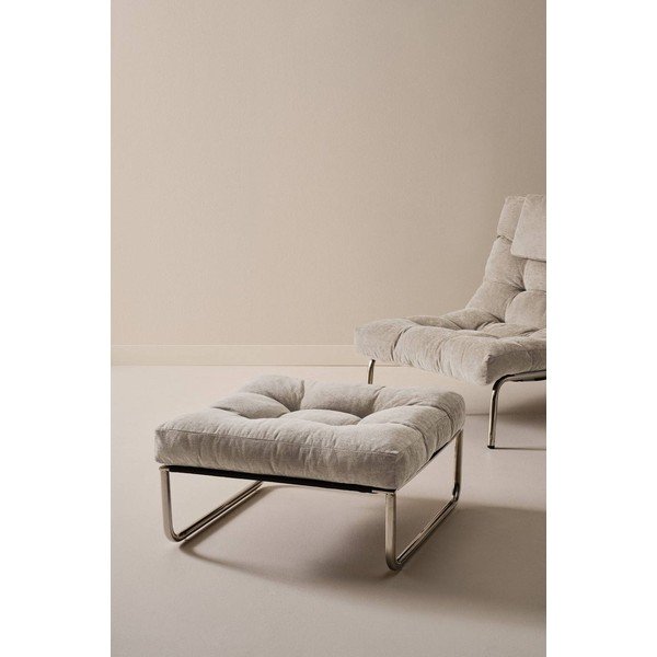 Poggiapiedi beige con rivestimento in ciniglia Burleson – Jotex-image-1