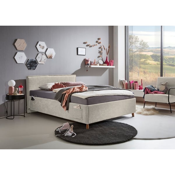 Letto da bambini beige imbottito con contenitore con rete inclusa 120x200 cm Fun – Meise Möbel-image-1