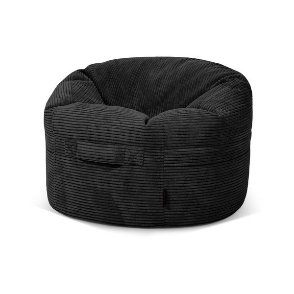 Pouf a sacco per bambini nero con rivestimento in velluto a coste Roll 80 – SLOWDOWN