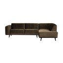 Divano angolare grigio/marrone (con penisola a destra/a L) con rivestimento in velluto Statement – WOOOD
