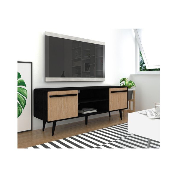 Tavolo TV nero in rovere 140x53 cm Chantal - Støraa-image-3