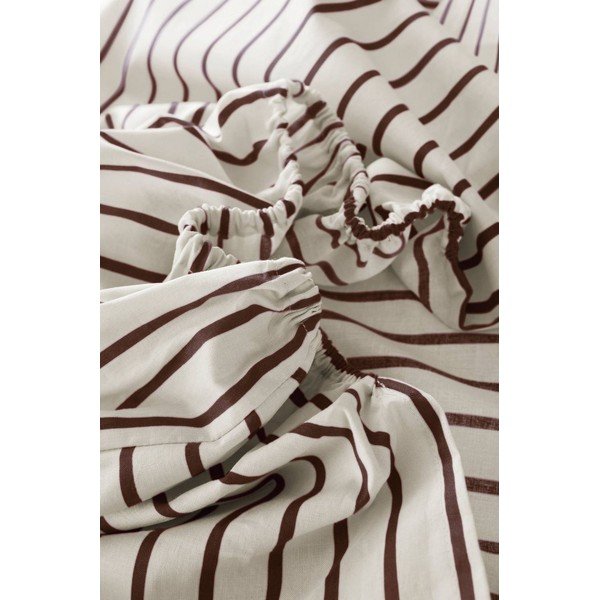 Lenzuolo con angoli color crema/marrone scuro in cotone organico 90x200 cm Sima – Jotex