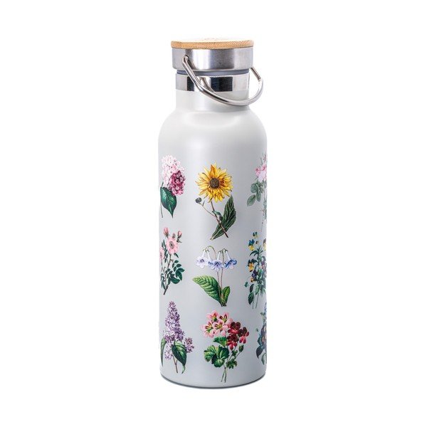 Bottiglia bottiglia da viaggio grigio chiaro in acciaio inox 425 ml Vintage Flowers – Sass & Belle