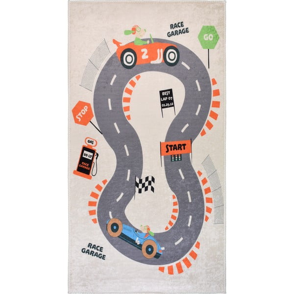 Tappeto da gioco per bambini color crema lavabile 80x120 cm Race Garage – Vitaus