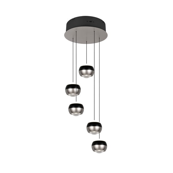 Lampadario LED nero e argentato ø 30 cm Orbit – Trio Select