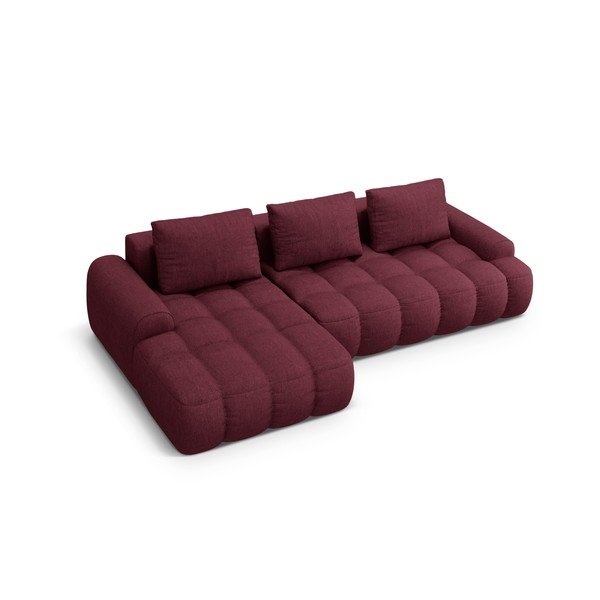 Divano angolare burgundy allungabile/con contenitore (con penisola a sinistra/con chaise lounge) Linz – Cosmopolitan Design-image-3