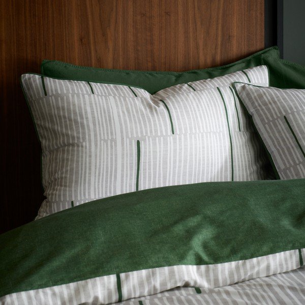 Biancheria da letto singola in cotone grigio-verde 135x200 cm Camden Stripe - Content by Terence Conran-image-1