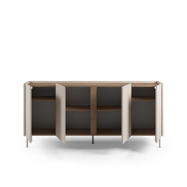 Cassettiera effetto rovere in colore crema-naturale 180x82x40 cm Lucile - Marckeric-image-3