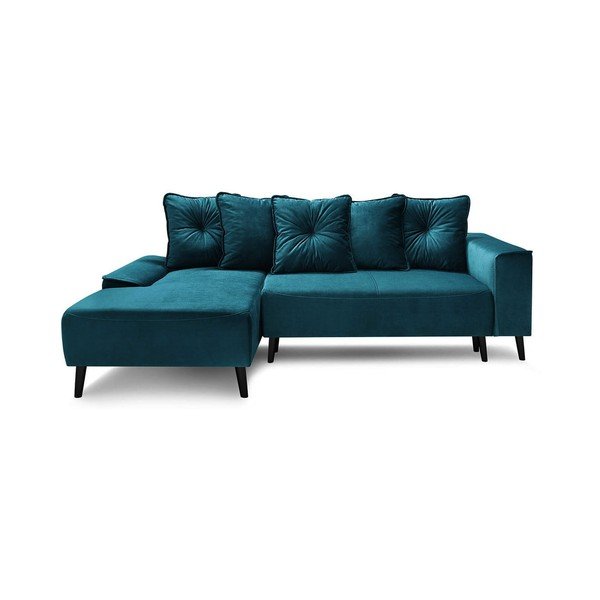 Divano letto in velluto color petrolio Hera Bis, angolo sinistro - Bobochic Paris-image-2