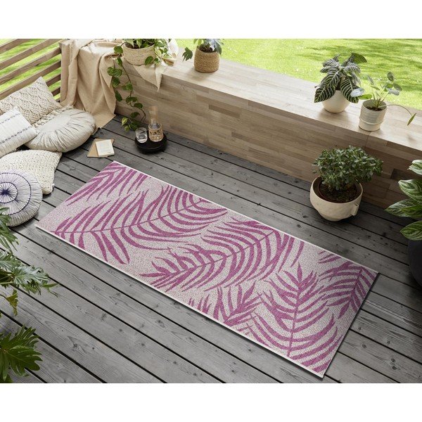 Runner da esterno rosa e beige , 70 x 300 cm Palmera - NORTHRUGS-image-1