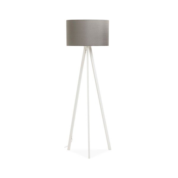 Lampada da terra con struttura bianca e paralume grigio Trivet - Kokoon