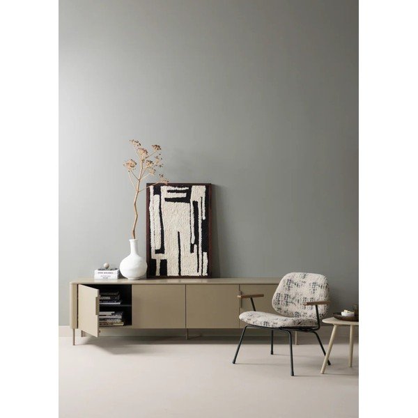 Poltrona beige con rivestimento in ciniglia Aure – WOOOD-image-1