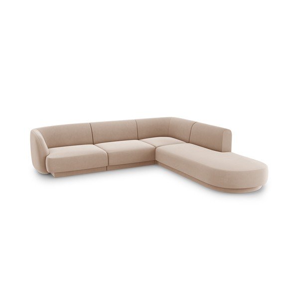 Divano angolare in velluto beige (angolo destro) Miley - Micadoni Home-image-3
