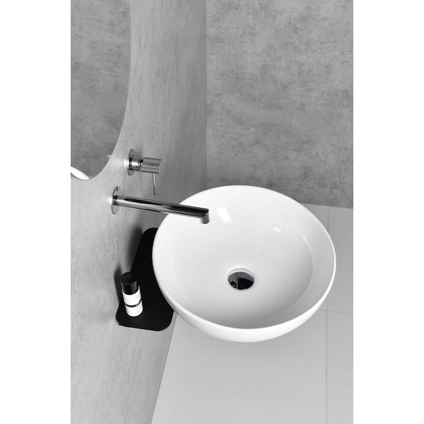 Supporto per lavabo nero in acciaio da parete 30x7 cm Tetris - Sapho-image-1