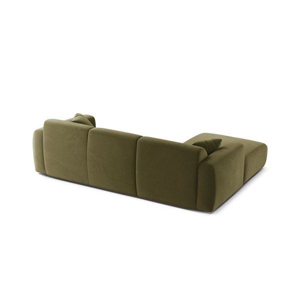 Divano angolare color kaki (con penisola a sinistra/con chaise lounge) con rivestimento in velluto Molino – Micadoni -image-3