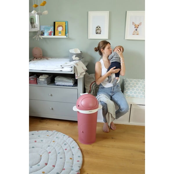 Cestino in plastica rosa scuro per pannolini 25 L Whale - Kindsgut-image-3