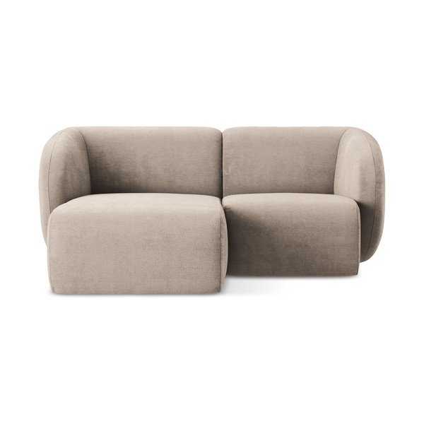 Divano angolare marrone chiaro (con penisola a sinistra/con chaise lounge) con rivestimento in ciniglia Lani – Makamii