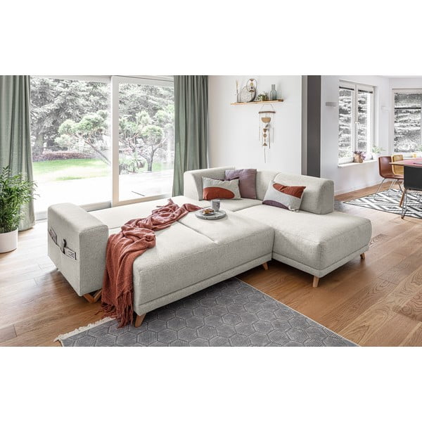 Divano angolare beige allungabile e con contenitore (penisola a destra/a L) Classy Sophie – Miuform-image-4