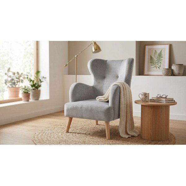 Poltrona grigio chiaro Noemye - Bonami Essentials-image-1