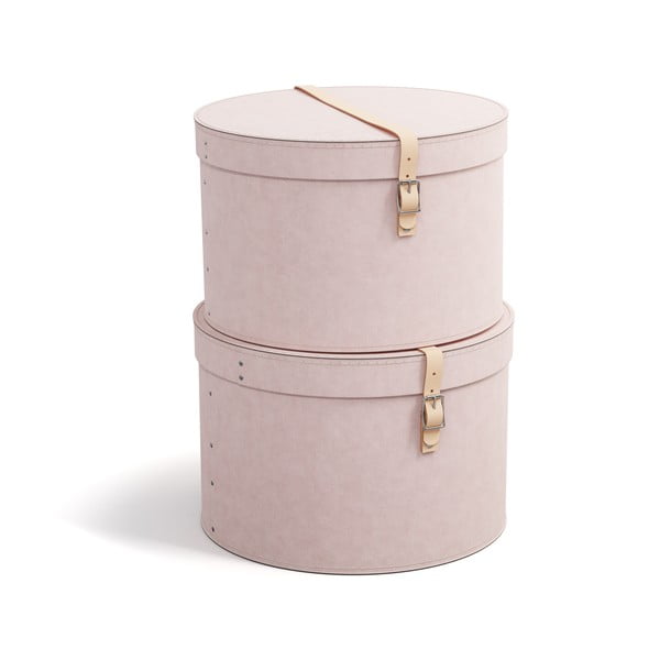 Scatole in set con coperchio rosa chiaro in cartone 2 pz ø 37,5x25 cm Rut Restore Paper Laminate – Bigso