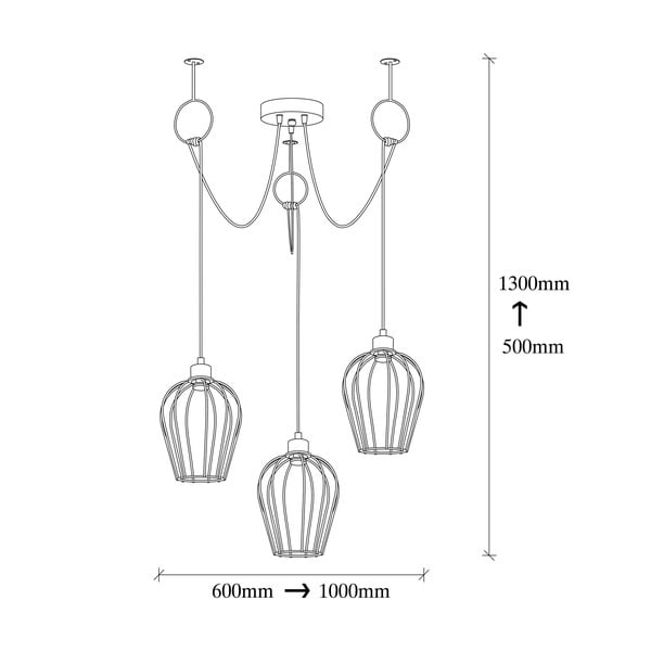 Lampada a sospensione nera per 3 lampadine Tel Chain - Opviq lights-image-3