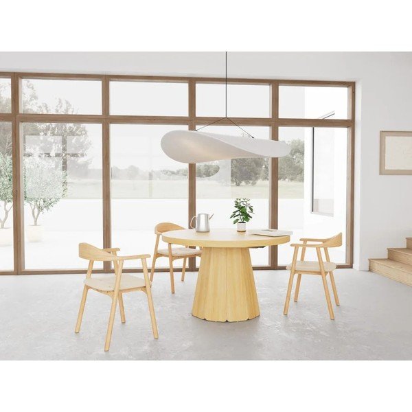 Tavolo da pranzo rotondo con piano effetto rovere allungabile con estensione ø 120 cm Atmore – Actona-image-1