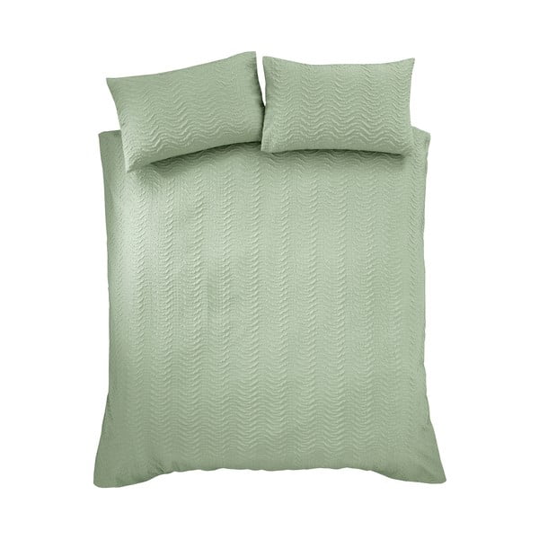 Set copripiumino e federa verde in crêpe per letto matrimoniale e per letto esteso 230x220 cm Heatset Wave – Catherine Lansfield