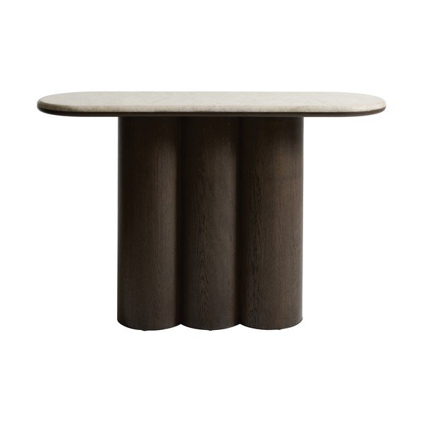 Tavolo consolle colore naturale scuro con piano in marmo 38x120 cm Piazze – Unique Furniture-image-1