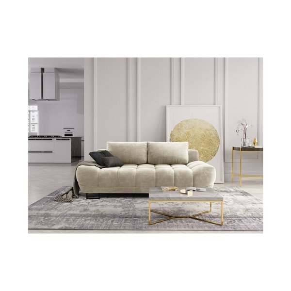 Divano letto a tre posti beige con rivestimento in velluto Cirrus - Windsor & Co Sofas-image-1