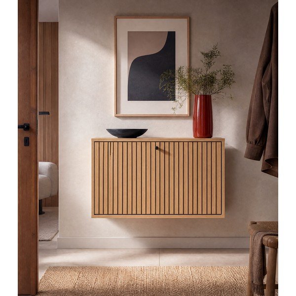 Scarpiera con anta effetto rovere in colore naturale 72x43x17 cm Albany - Actona-image-3